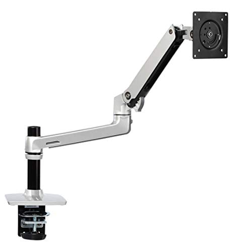 AmazonBasics Premium Single Monitor Stand - Lift Engine Arm Mount, Aluminum - Black
