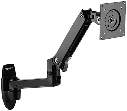 AmazonBasics Premium Single Monitor Stand - Lift Engine Arm Mount, Aluminum - Black