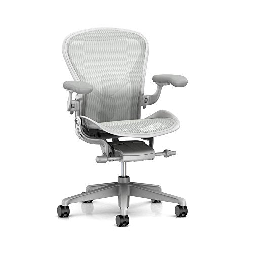 Herman Miller Aeron Task Chair: Tilt Limiter/Seat Angle - PostureFit SL - Fully Adj Arms - Dark Carbon Vinyl Armpad - Carpet Caster