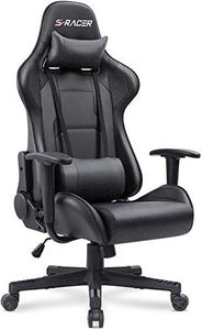 Homall Gaming Chair Office Chair High Back Computer Chair PU Leather Desk Chair PC Racing Executive Ergonomic Adjustable Swivel Task Chair with Headrest and Lumbar Support (White)