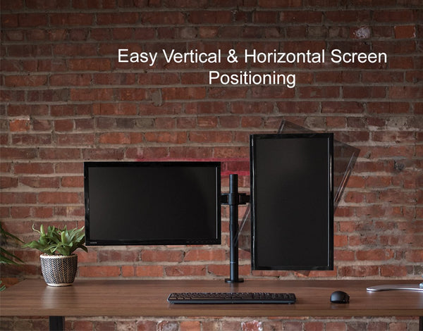 VIVO Dual LCD Monitor Desk Mount Stand Heavy Duty Fully Adjustable fits 2 /Two Screens up to 27" (STAND-V002)