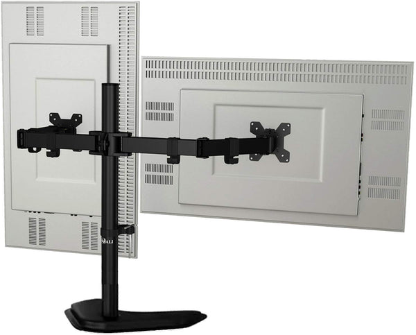 WALI Free Standing Dual LCD Monitor Fully Adjustable Desk Mount Fits 2 Screens up to 27 inch, 22 lbs. Weight Capacity per Arm, with Grommet Base (MF002), Black