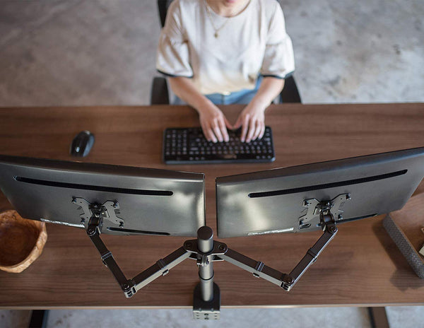 VIVO Dual LCD Monitor Desk Mount Stand Heavy Duty Fully Adjustable fits 2 /Two Screens up to 27" (STAND-V002)
