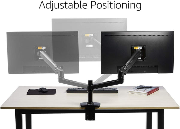 AmazonBasics Premium Single Monitor Stand - Lift Engine Arm Mount, Aluminum - Black