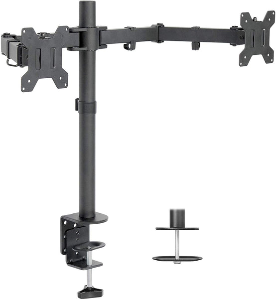 VIVO Dual LCD Monitor Desk Mount Stand Heavy Duty Fully Adjustable fits 2 /Two Screens up to 27" (STAND-V002)